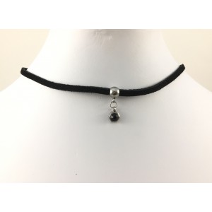 Stainless steel black chocker with black pendant necklace